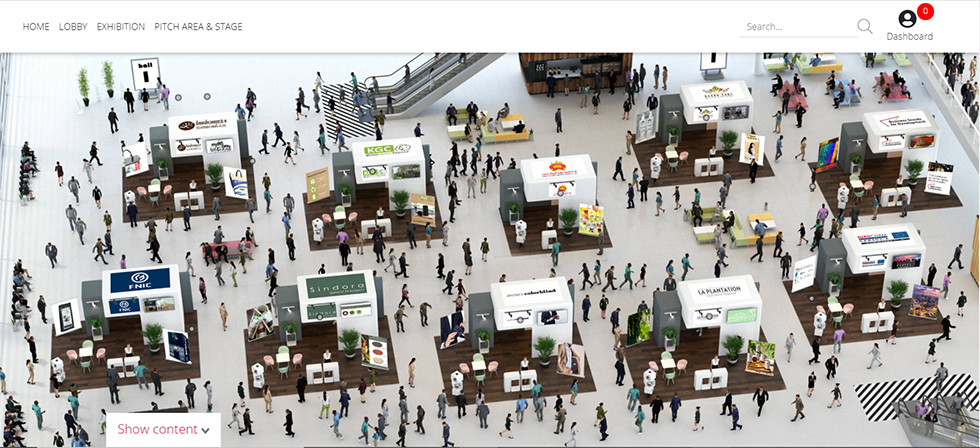 One of the three virtual trade fair exhibition halls